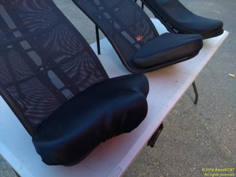 Side angle profiles of Bacchetta Recurve (left), B3 (center), and Euromesh (right) seat angles.