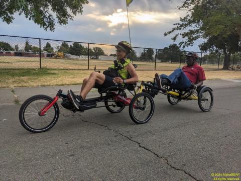 Morning ride on a Hase Trigo recumbent delta tricycle tandem with a Kett-Wiesel
