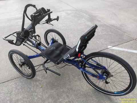 view of hand-cycle from back-left