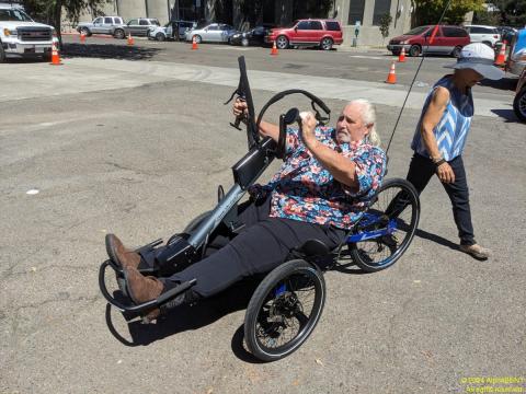 GC on his hand-cycle recumbent trike