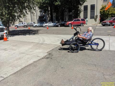 GC riding his hand-cycle recumbent trike