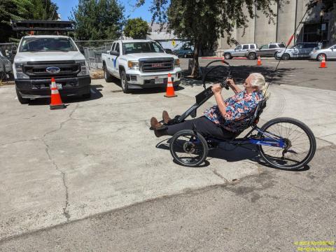 GC riding his hand-cycle recumbent trike