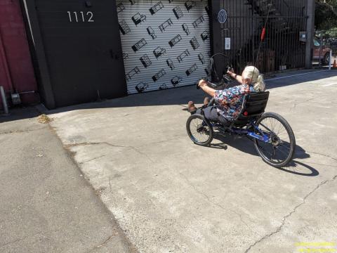 GC riding his hand-cycle recumbent trike