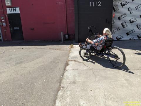 GC riding his hand-cycle recumbent trike